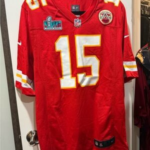 Nike Red Chiefs #15 Football Jersey with White & Gold Accents